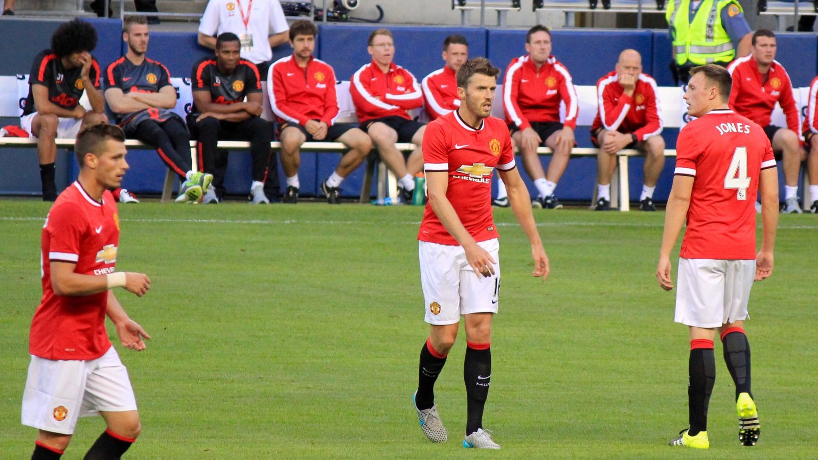 Michael Carrick Manchester Unitedin pelaajana harjoitusottelussa Club Américaa vastaan heinäkuussa 2015.